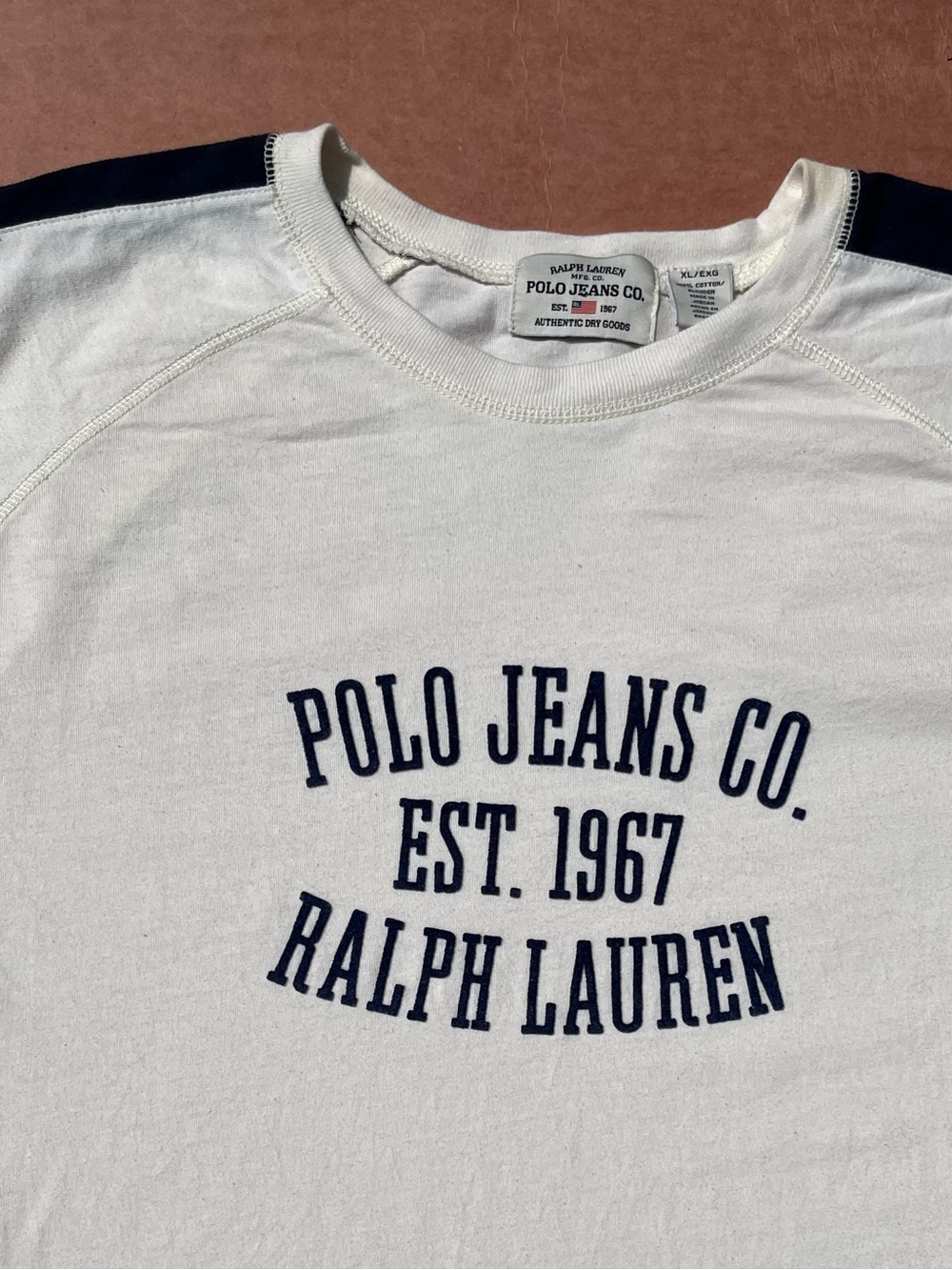 Ralph Lauren Cream Long-Sleeve Shirt with Navy Stripes - Picture 4 of 7